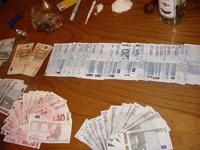 Money and Drugs on Table