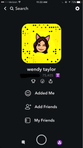 personal profile on Snapchat