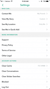 privacy options in Snapchat