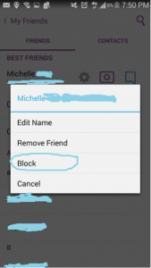 3rd screenshot showing the SnapChat block feature