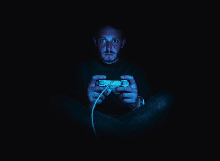 Character playing online games in the middle of the night #paid