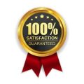 100 Satisfaction Guaranteed Golden Medal Label Icon Seal Sign Isolated on White Background. Vector Illustration EPS10